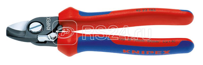 Кабелерез с пружиной рез: кабель d 15мм (50кв.мм AWG 1/0) L165мм двухкомпонентн. рукоятки черн. Knipex KN-9522165