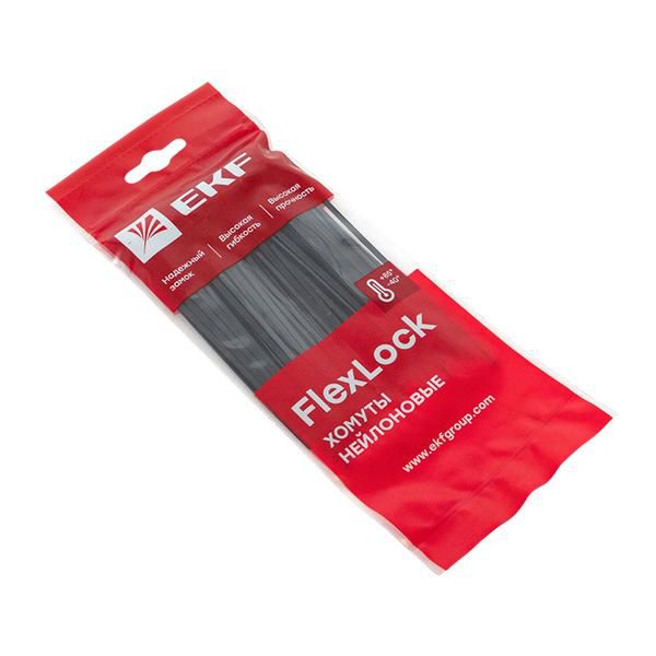 Хомут P6.6 2.5х100 FlexLock стандартный черн. (уп.100шт) PROxima EKF plc-fl-ctsb-2.5x100