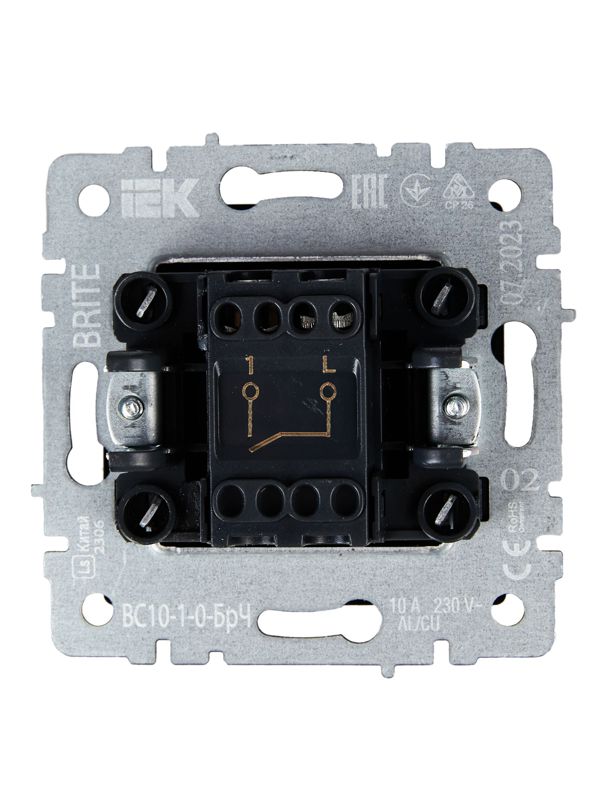 Выключатель 1-кл. СП BRITE ВС10-1-0-БрЧ 10А механизм черн. IEK BR-V10-0-10-K02