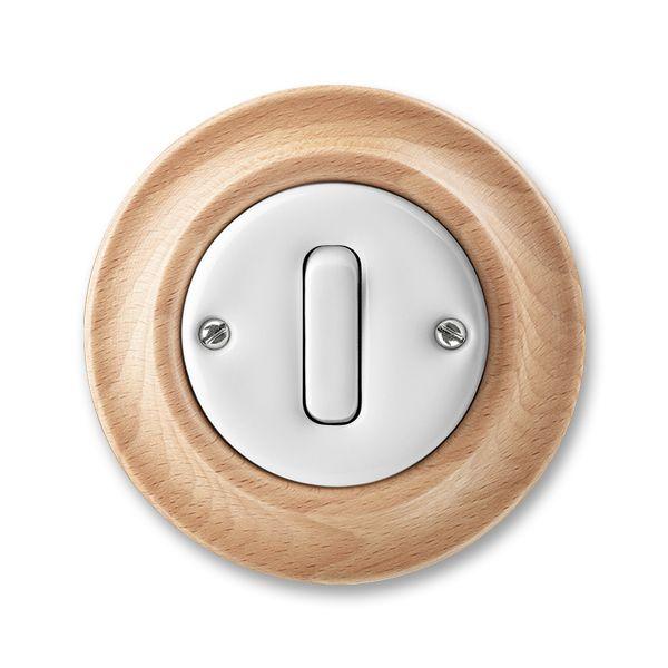 Переключатель кнопочный 1-кл. Decento бел. фарфор / натуральное дерево бук ABB 2CHK598634C4050