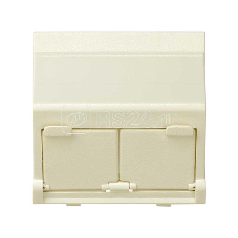 Адаптер на 2 RJ45(12) коннектора наклонный широкий Simon27 сл. кость 27086-32