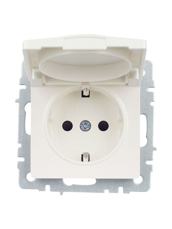 Розетка BRITE РСбш10-3-БрЖ 16А IP20 с заземл. защ. шторки с крышкой механизм жемчуж. IEK BR-R16-16-K36