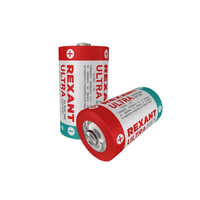 Элемент питания алкалиновый D/LR20 1.5В 15200мА.ч (блист.2шт) Rexant 30-1020 Элемент питания алкалиновый D/LR20 1.5В 15200мА.ч (блист.2шт) Rexant 30-1020