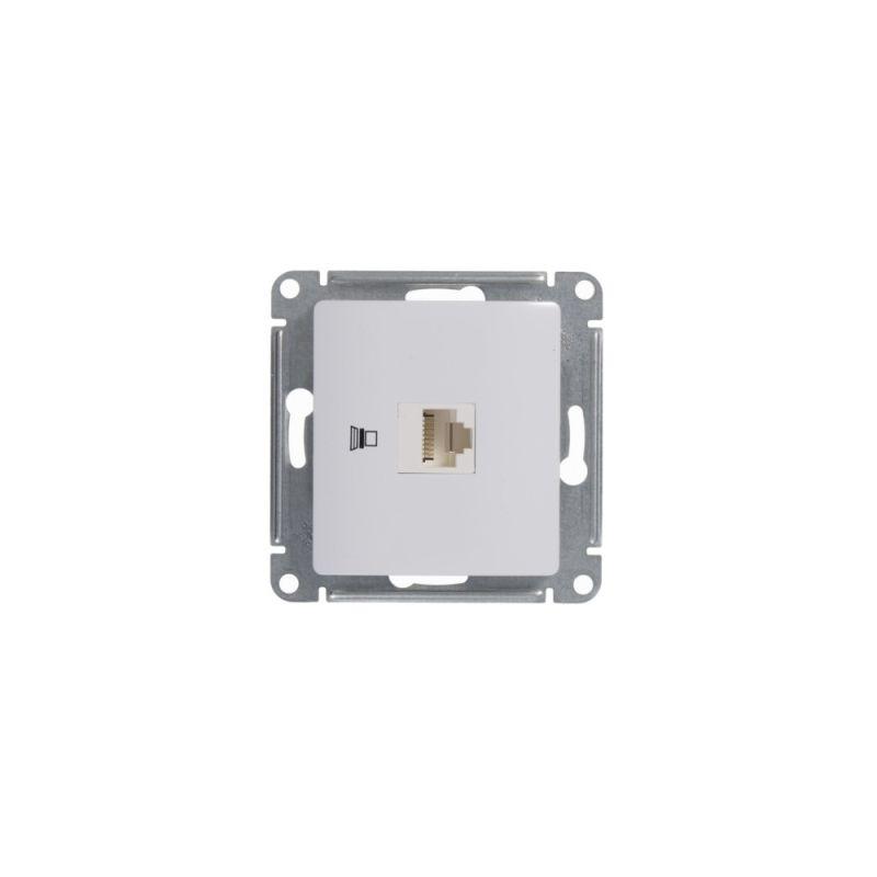 Розетка компьютерная 1-м СП Glossa RJ45 кат.5E механизм бел. SE GSL000181K