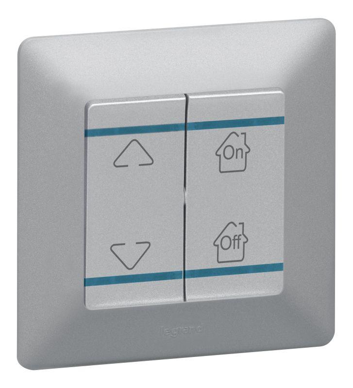 Панель лицевая Valena Life MyHome для механизмов BUS/SCS "Вверх-вниз" 1мод. установка справа или слева алюм. Leg 755402