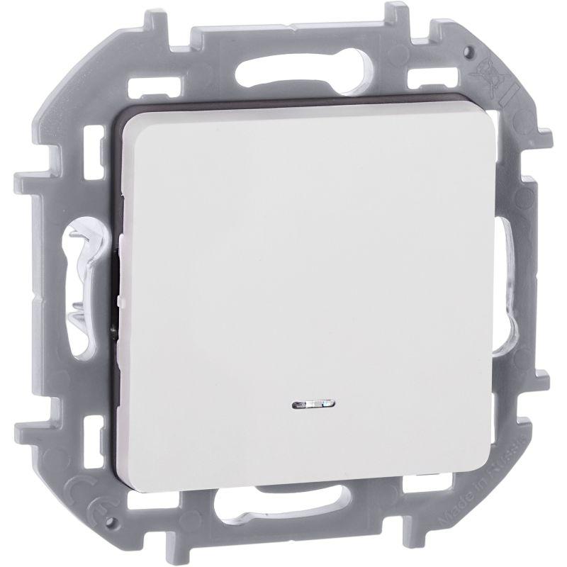 Переключатель 1-кл. Inspiria 10А IP20 250В 10AX с подсветкой/индикацией механизм бел. IEK 673660