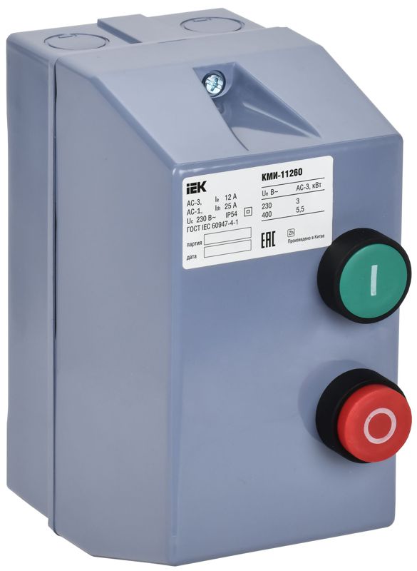 Контактор КМИ-11260 12А 380В/АС3 IP54 KARAT IEK KKM16-012-380-00