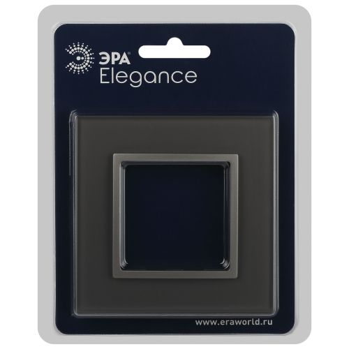 Рамка 1-м Elegance 14-5101-16 для розеток и выключателей стекло титан Эра Б0065833