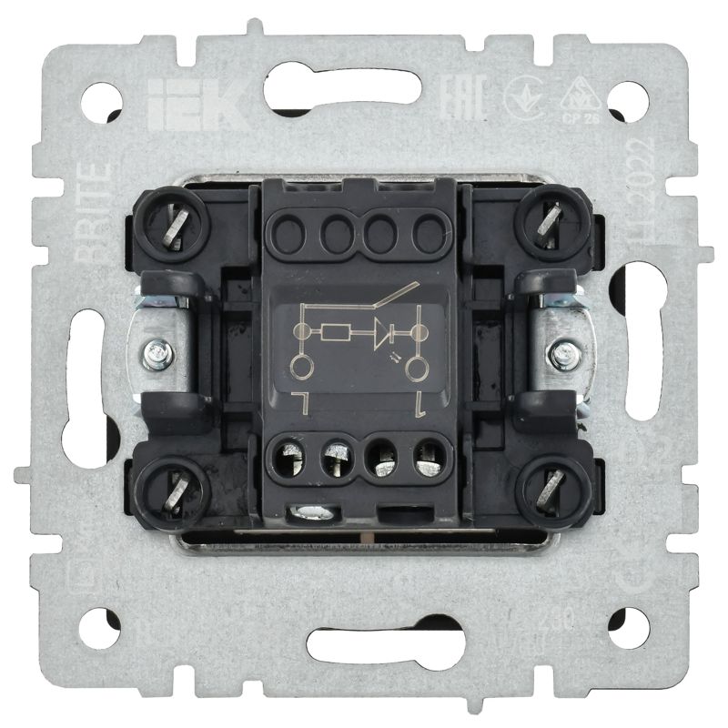 Выключатель 1-кл. СП BRITE ВС10-1-1-БрС 10А с индик. механизм сталь IEK BR-V10-1-10-K46