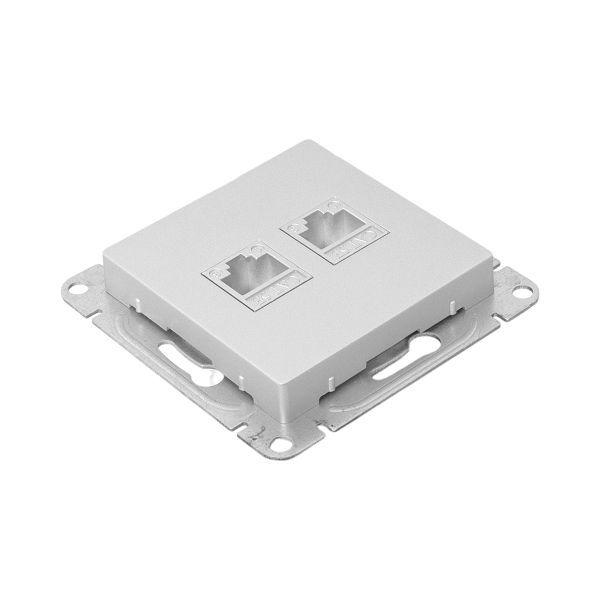 Розетка компьютерная 2-м СП Эпика RJ45 кат.5 механизм алюм. EKF UP1-SOA-2RJ45-5