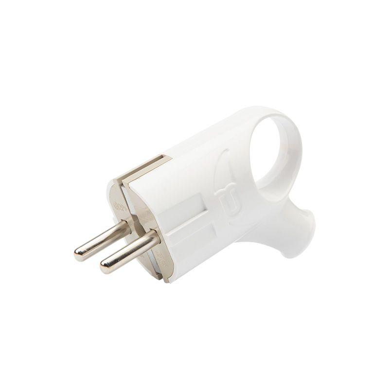 Вилка Евро угловая 16А с заземл. с кольцом бел. Rexant 11-8951