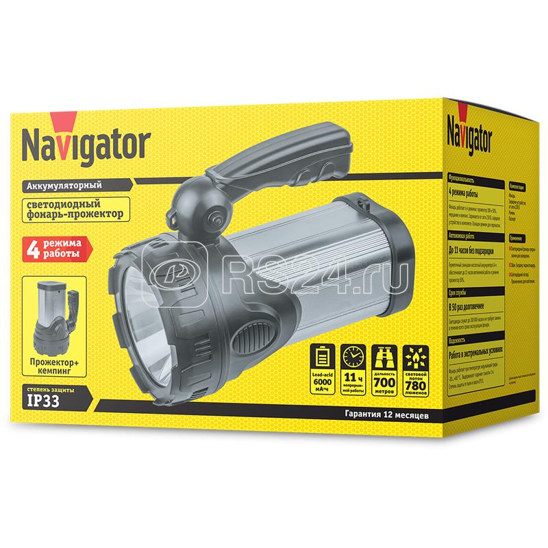 Фонарь-прожектор аккумуляторный кемпинговый 14 666 NPT-SP25-ACCU 1LED 10Вт + 28LED 6Вт 4В 6А.ч NAVIGATOR 14666
