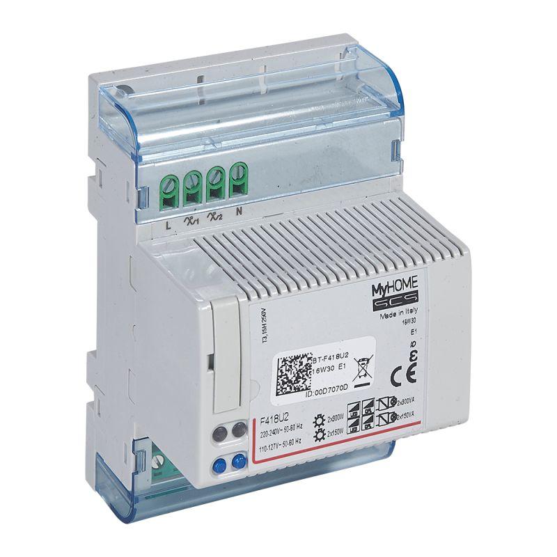 Диммер универсальный 2-канальный DIN MyHome SCS Leg BTC F418U2