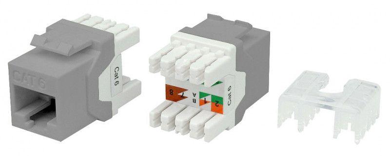 Вставка Keystone Jack RJ45 (8P8C) кат.6 180град. KJ8-8P8C-C6-180-GY сер. Hyperline 432641