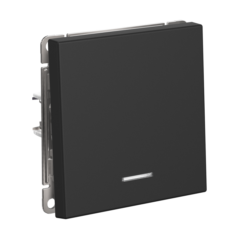 Выключатель кнопочный 1-кл. ArtGallery 10А с подсветкой механизм базальт SE GAL001416