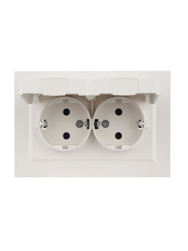 Розетка 2-м СП BRITE РСбш12-3-44-БрЖ 16А в сборе IP44 с крышкой жемчуж. IEK BR-R26-16-44-K36-F