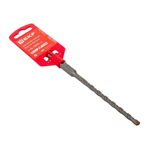 Бур по бетону SDS-plus 6х160мм 2 резца 4S спираль Master EKF db-6-160-2x4