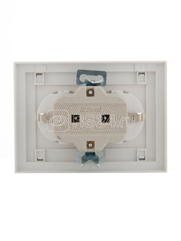 Розетка 2-м СП Rain с заземл. керамика с зол. боковой вставкой бел. LEZARD 703-0226-127