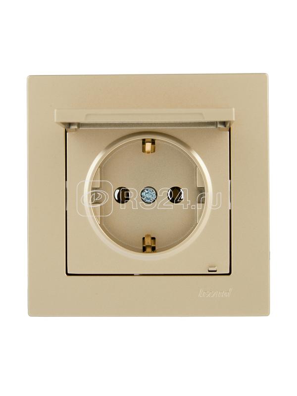 Розетка с заземл. VESNA с крышкой ПБТ зол. LEZARD 742-3688-123B