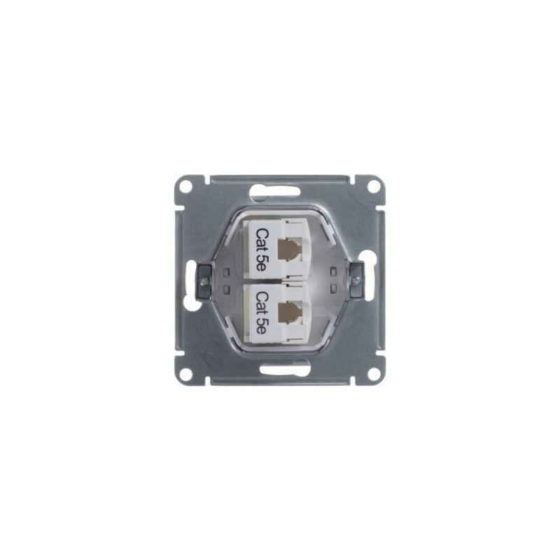 Розетка компьютерная 2-м Glossa RJ45 кат.5E механизм бел. SE GSL000185KK