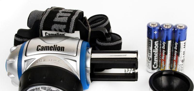 Фонарь налобный LED 5312-14F4 14LED 4 режима 3хR03 (в компл.) металлик Camelion 7536