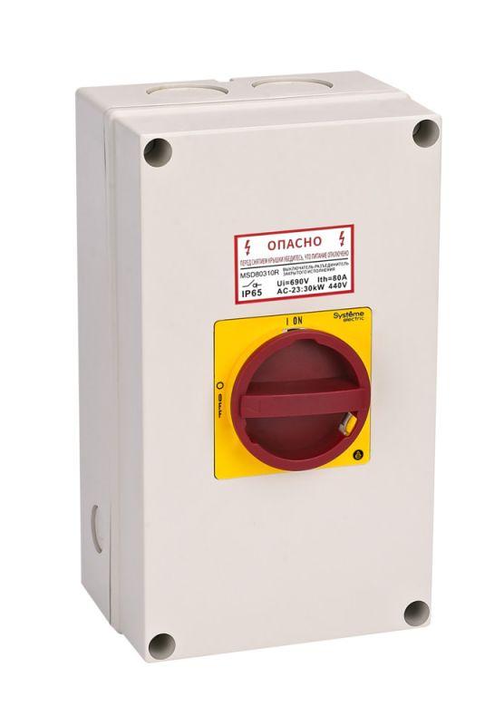 Выключатель-разъединитель главный аварийный 4п 100А IP65 закрытого исп. с замком SE MSD100411R