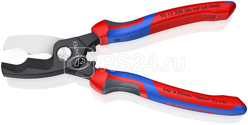 Кабелерез с двойными режущими кромками рез: кабель d20мм (70кв.мм AWG 2/0) L200мм черн. Knipex KN-9512200SB