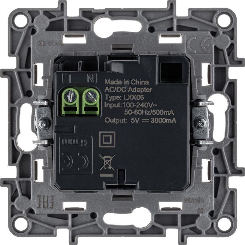 Устройство зарядное Etika с 2-мя USB разъемами C и C 240В/5В 3000мА бел. IEK 672235