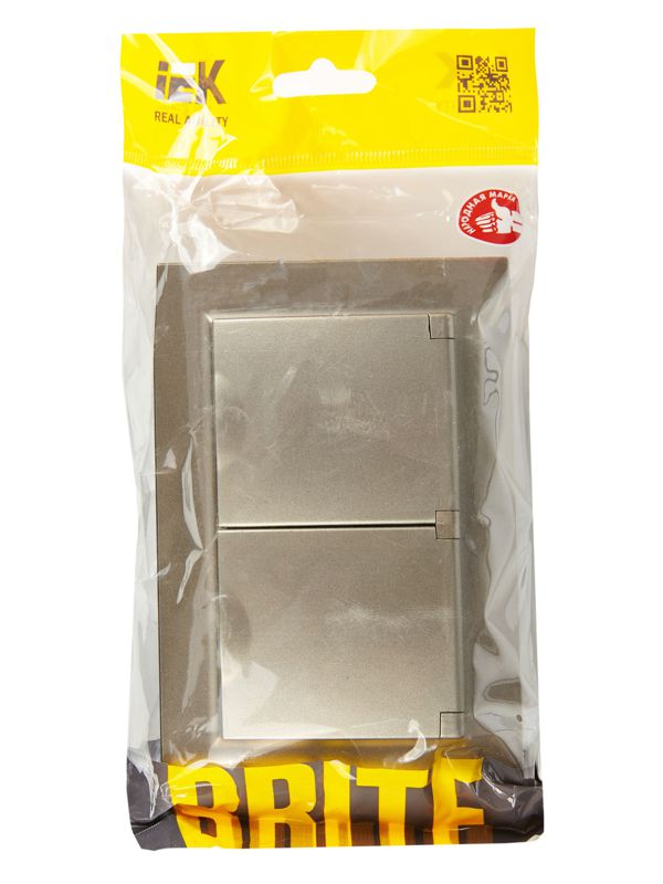 Розетка 2-м СП BRITE РСбш12-3-44-БрШ 16А в сборе IP44 с крышкой шампань IEK BR-R26-16-44-K37-F