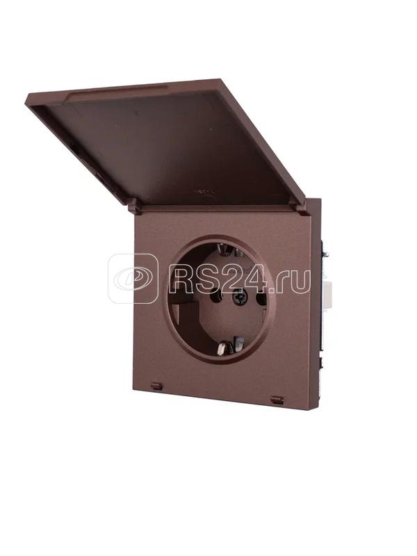 Розетка 1-мест. с/з с крышкой ПБТ СП ZIMA IP20 16А безвинт. зажим шоколад LEZARD 704-7388-123BQC