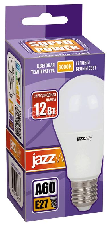 Лампа светодиодная PLED-SP 12Вт A60 грушевидная 3000К тепл. бел. E27 1080лм 230В JazzWay 1033703