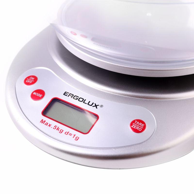 Весы кухонные ELX-SK05-C03 сер. металлик до 5 кг со съемной чашей Ergolux 15038
