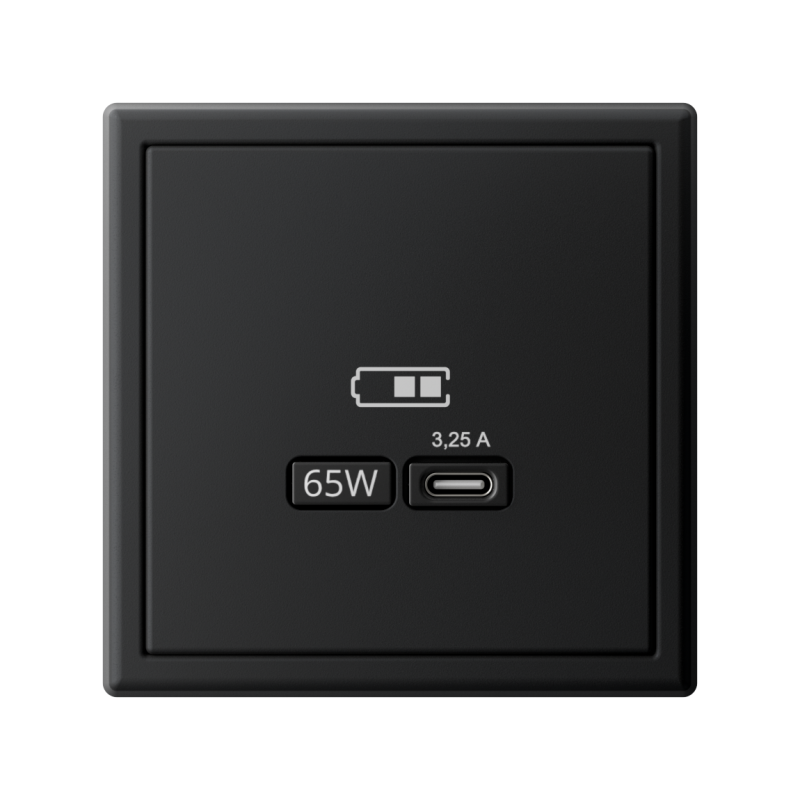 Розетка USB ArtGallery тип C 65Вт QC PD высокоскор. ЗУ механизм карбон SE GAL001027