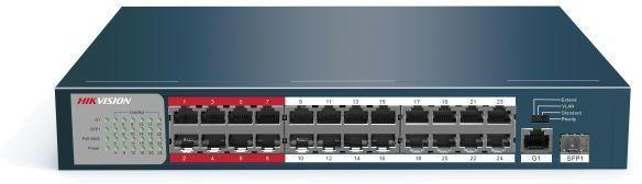 Коммутатор DS-3E0326P-E/M(B) 25х100Мбит 1SFP 24PoE+ 225Вт неуправляемый Hikvision 1074290