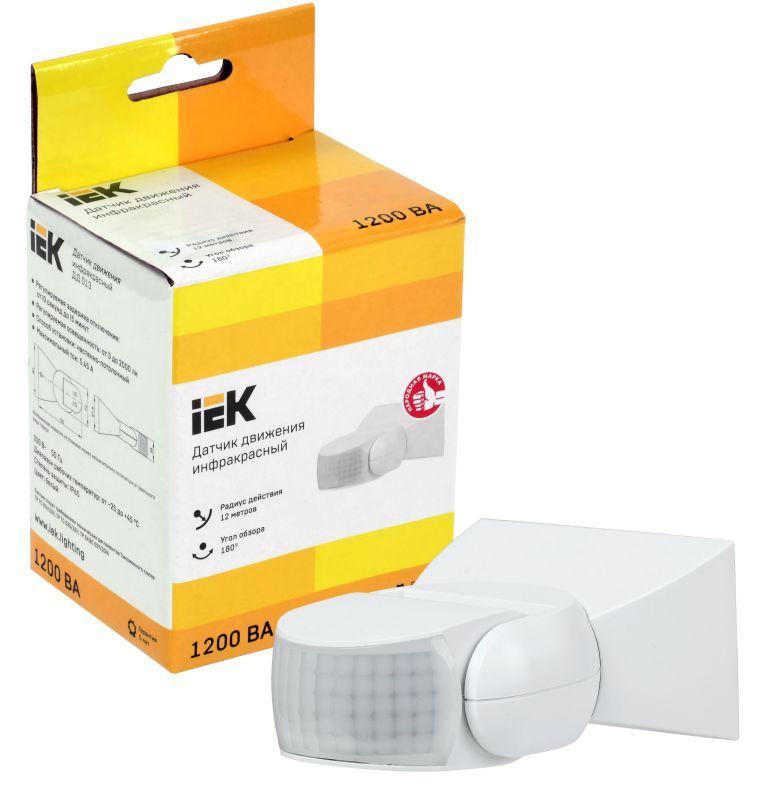 Датчик движения ДД 013 1200Вт угол обз. 180град. 12м IP65 бел. IEK LDD10-013-1100-001