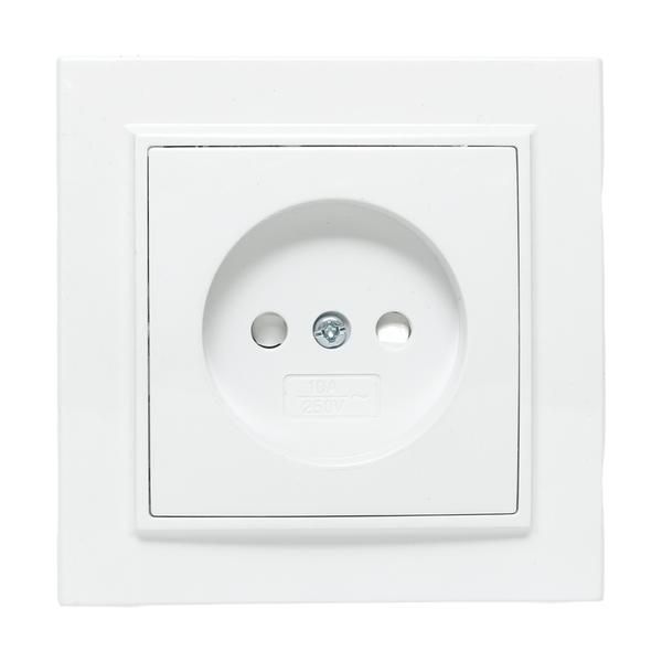 Розетка 1-м СП Минск 10А IP20 без заземл. защ. шторки бел. Basic EKF ERR10-022-100