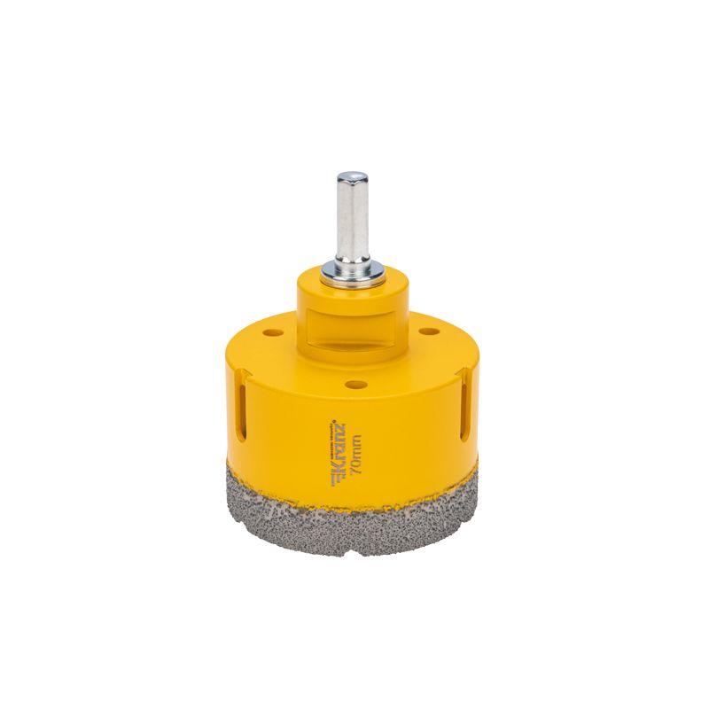 Коронка алмазная профессиональная по керамограниту и железобетону М14 вакуумное спекание 70мм для УШМ Kranz KR-92-1026