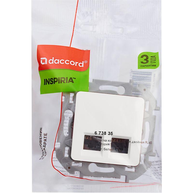 Розетка компьютерная 2-м Inspiria RJ45 кат.5E UTP бел. IEK 673835