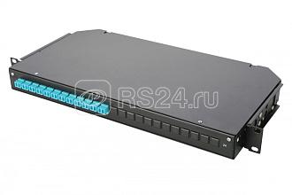 Панель оптическая 47C-24 19дюйм 1U фикс. корпус на 24 адаптера 2 дуплекс LC адаптера OM3 Eurolan 47C-24-30-2L-02-11BL