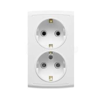 Розетка 2-м ОП Елизавета РА16-188 защ. шторки с заземл. бел. Кунцево 5530