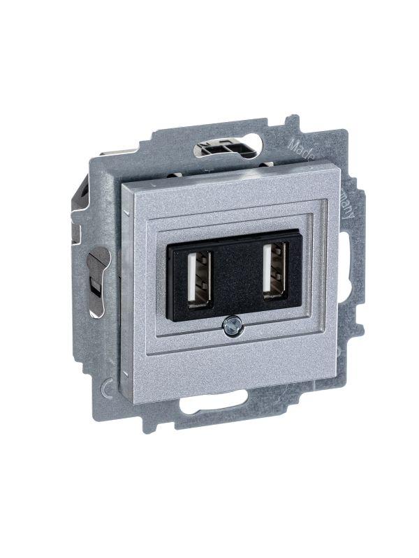 Устройство зарядное USB двойн. Levit серебр. ABB 2CHH290040A6070