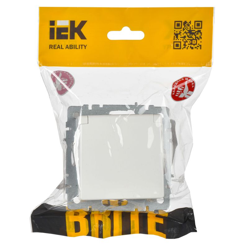 Розетка BRITE РСбш10-3-44-БрБ 16А IP44 с заземл. защ. шторки с крышкой механизм бел. IEK BR-R16-16-44-K01