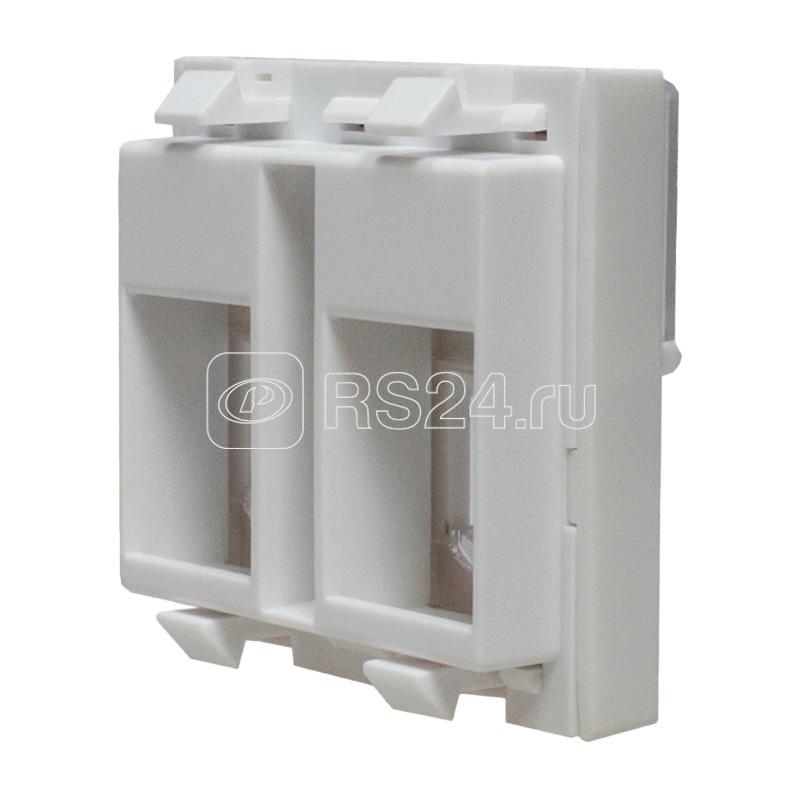 Панель лицевая 2 порта 45х45 Keystone шторки откидное маркиров. окно (DIY) SUPRLAN 10-0302-1