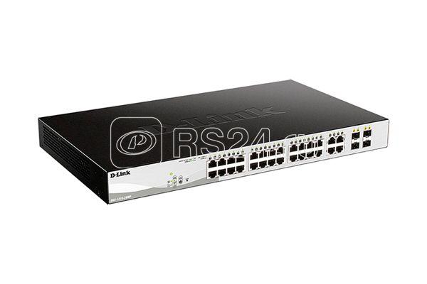 Коммутатор настраиваемый DGS-1210-28MP/FL1A WebSmart с 24 портами 10/100/1000Base-T (PoE 802.3af/802.3at (30Вт) и 4 комбо-портами 100/1000Base-T/SFP PoE-370Вт D-link 1783352