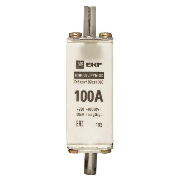 Вставка плавкая ППН-33 100/100А 50кА габарит 00С PROxima EKF fus-33/100