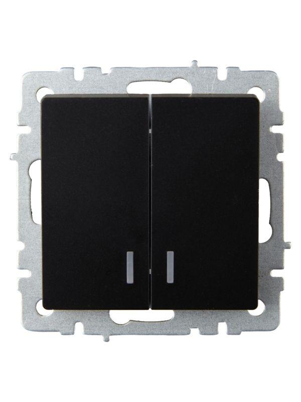 Выключатель 2-кл. СП BRITE ВС10-2-1-БрЧ 10А с индик. механизм черн. IEK BR-V20-1-10-K02