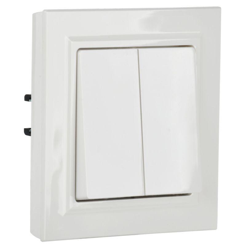 Выключатель 2-кл. СП BRITE ВСР10-2-0-БрБ 10А в сборе бел. IEK BR-V20-0-10-K01-F