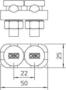 Клемма крепежная для проволоки двойн. 5002 DIN-FT OBO 5304202