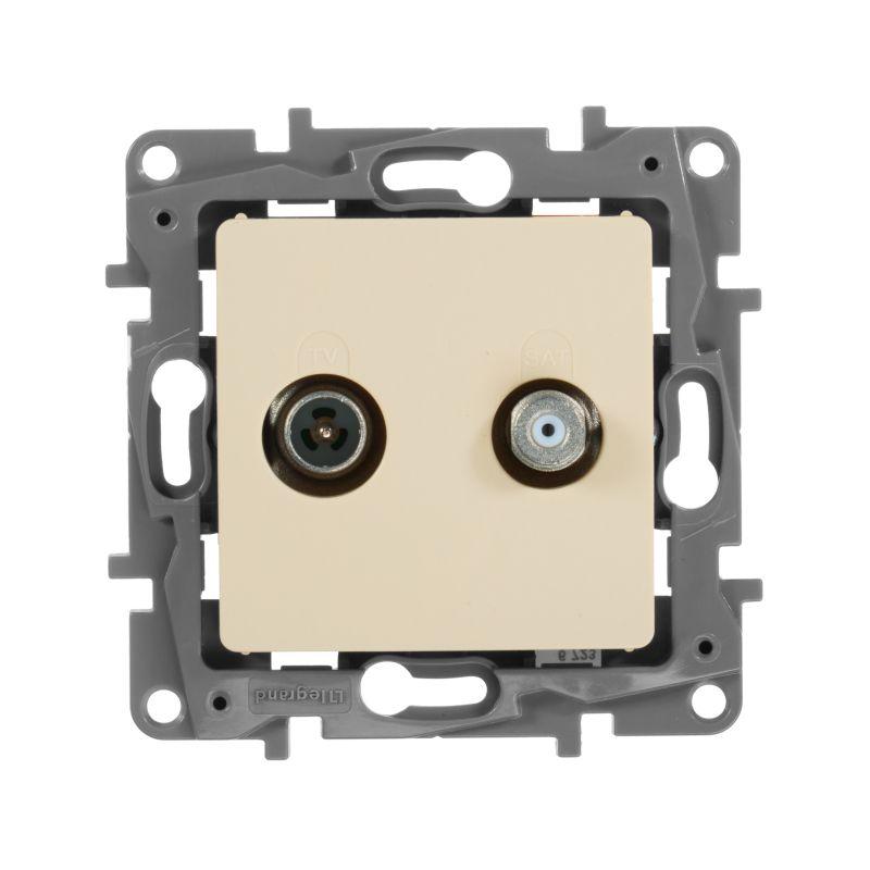 Розетка телевизионная TV/SAT СП Etika двухкабельная механизм сл. кость IEK 672357