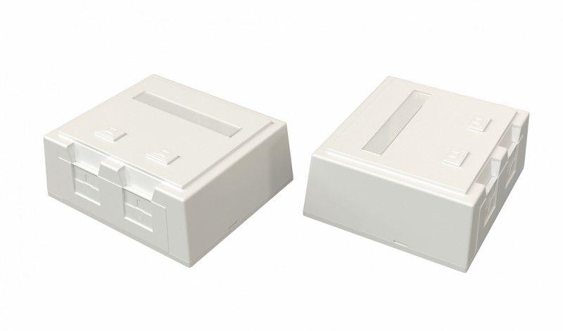 Корпус настенной розетки для установки 2-х вставок типа Keystone Jack со шторкой SBB4-2-WH бел. Hyperline 444530